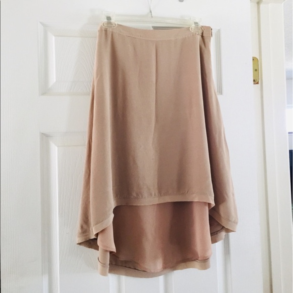 Armani Exchange 100% Silk Tan High Low Skirt